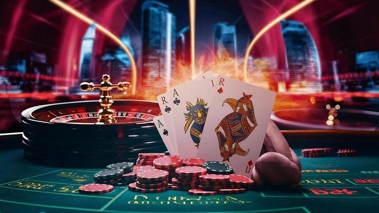 Slot game with payline display and spin button Microgaming slot game interface on jitu777